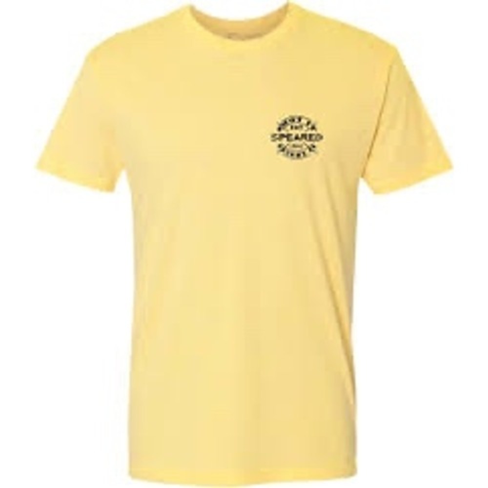 Speared T-Shirt Men Small Yellow Excellent Shot It Not Bought It Fishing Graphic